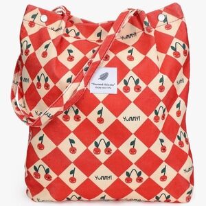 Red & Cream Cherry-Print Tote Bag - Perfect For Groceries, Gym, Everyday Use